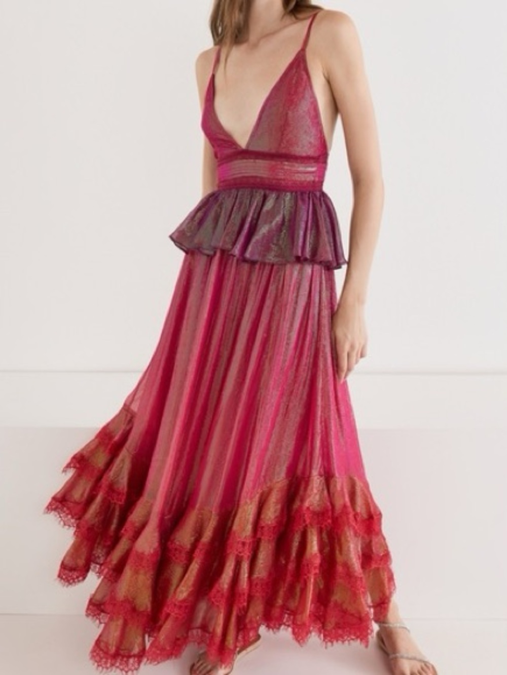 Rococo Sand Pink Metallic Maxi Dress!